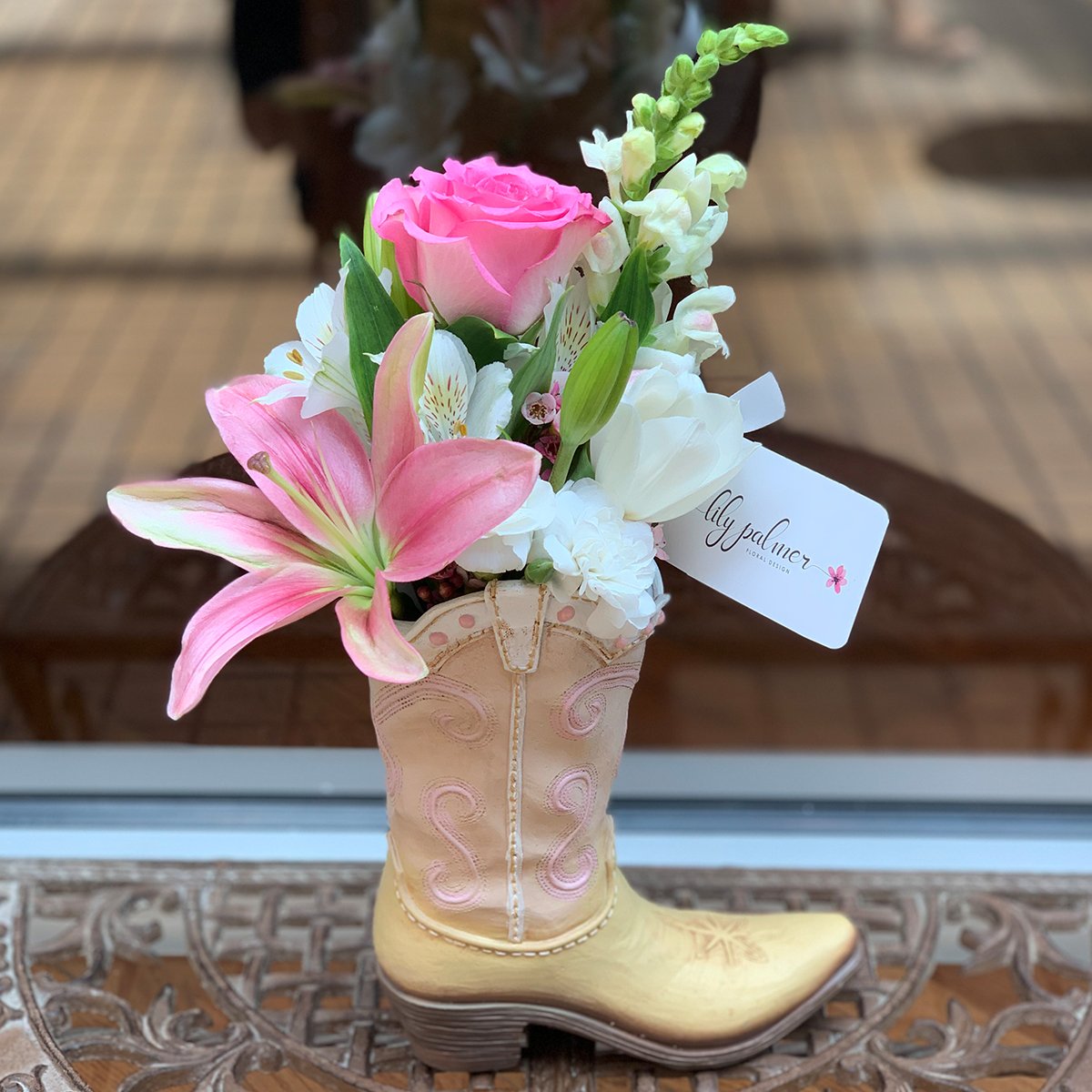 pink lily white boots Rosy Pink Boot – The Lily Palmer Flower Co